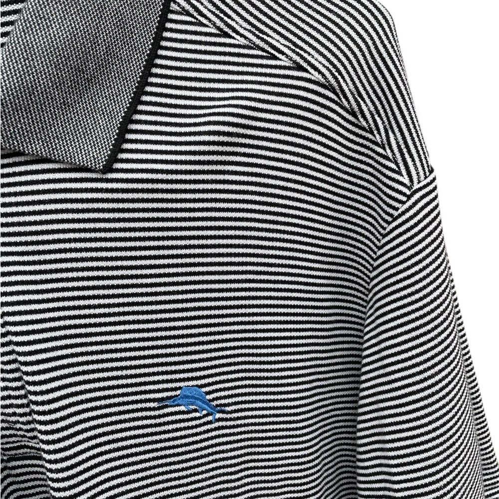 Tommy Bahama Men’s Black & White Striped Golf Polo - Picture 4 of 7